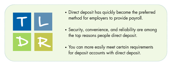 5 reasons to direct deposit tldr